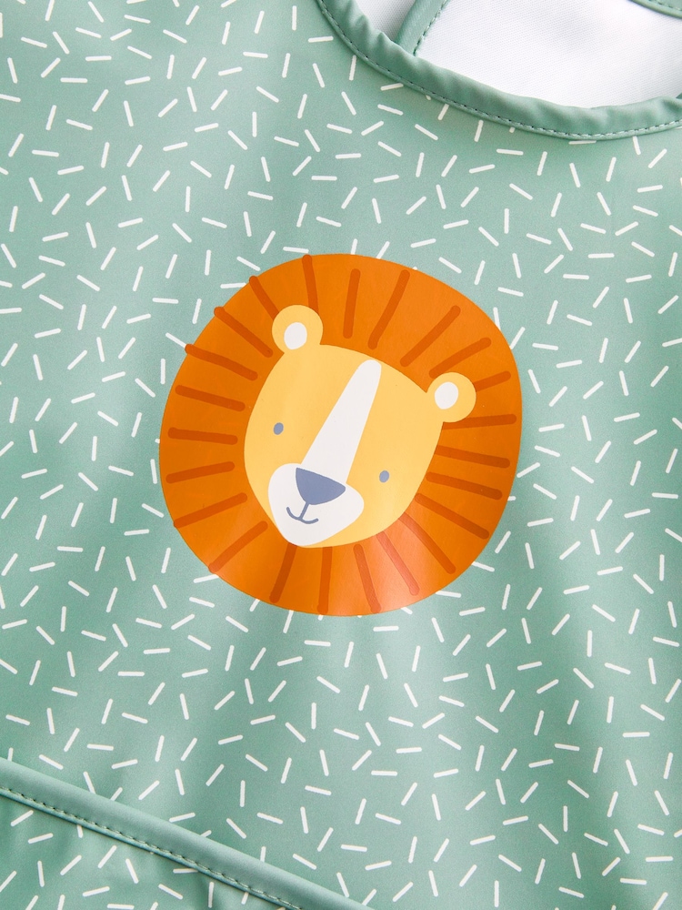 JoJo Maman Bébé Sage Green Safari 2-Pack Sleeve Bib Set - Image 7 of 7 JoJo Maman Bébé Sage Green Safari 2-Pack Sleeve Bib Set - Image 7 of 7