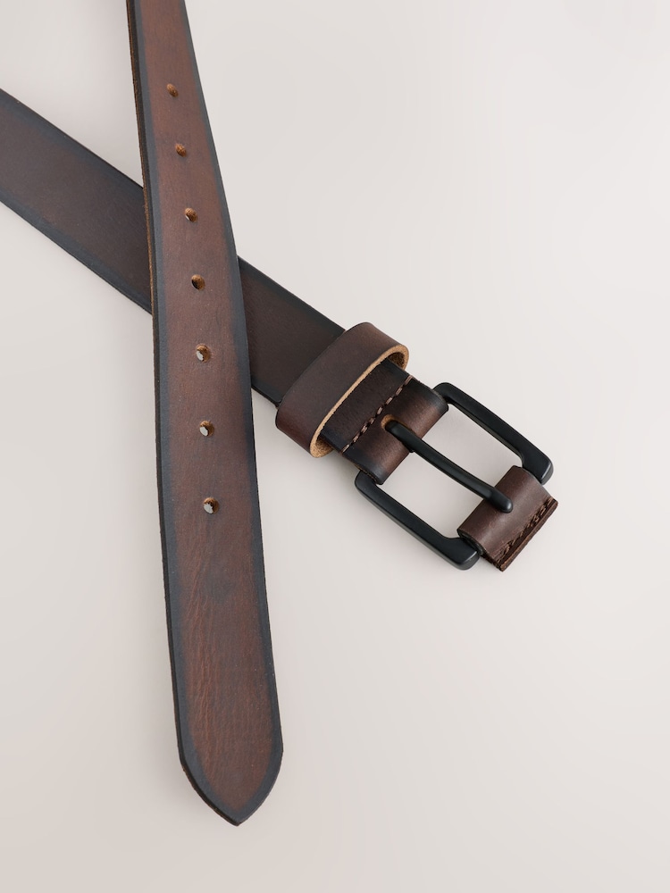 Brown Casual Leather Belt With Roller Buckle - Image 2 of 3 Brown Casual Leather Belt With Roller Buckle - Image 2 of 3