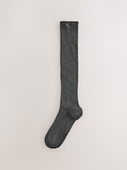 Clarks Grey Clarks Back To School Bow Knee High Socks 2 Pack - Image 2 of 3