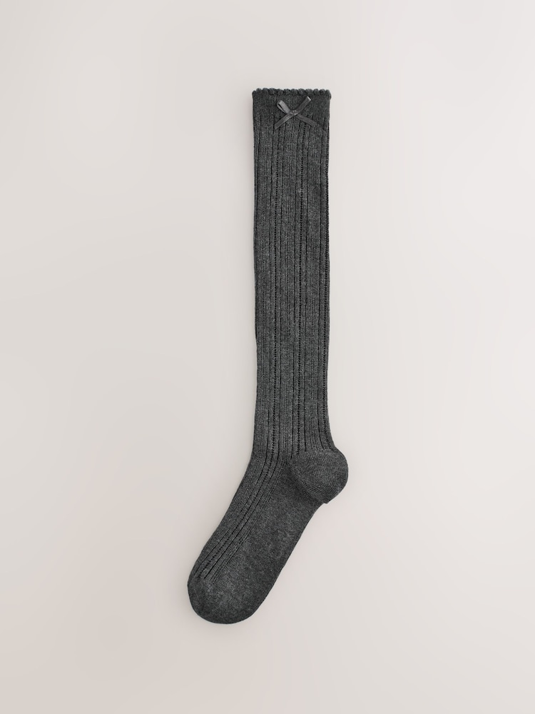 Clarks Grey Clarks Back To School Bow Knee High Socks 2 Pack - Image 2 of 3 Clarks Grey Clarks Back To School Bow Knee High Socks 2 Pack - Image 2 of 3