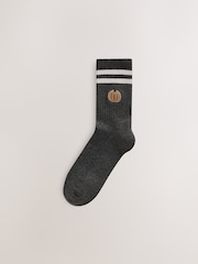 Halloween Embroidered Icons Cushion Sole Ribbed Sport Ankle With Arch Support Socks 3 Pack - Image 3 of 6