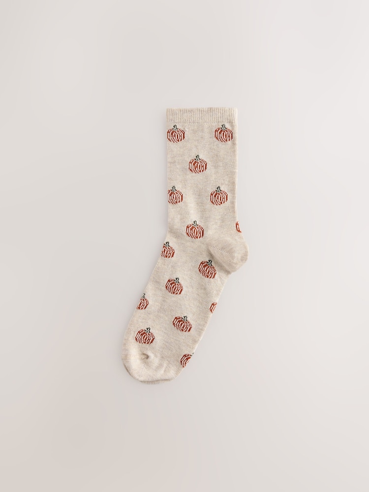 Neutral Halloween Patterned Ankle Socks 4 Pack - Image 2 of 7 Neutral Halloween Patterned Ankle Socks 4 Pack - Image 2 of 7