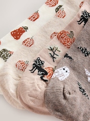 Neutral Halloween Patterned Ankle Socks 4 Pack - Image 6 of 7