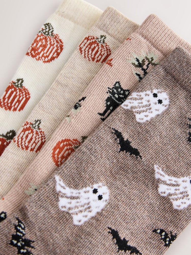 Neutral Halloween Patterned Ankle Socks 4 Pack - Image 7 of 7 Neutral Halloween Patterned Ankle Socks 4 Pack - Image 7 of 7