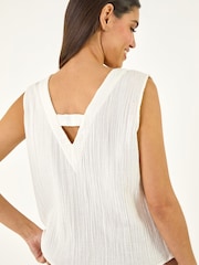 Roman White V-Neck Button Detail Vest - Image 2 of 5