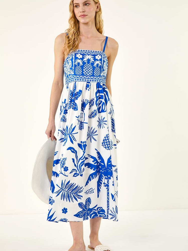 Roman Pineapple Palm Strappy Midi Dress - Imagen 2 de 5