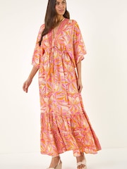 Roman Pink Floral Boho Maxi Dress - Image 2 of 5