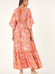 Roman Pink Floral Boho Maxi Dress - Image 3 of 5