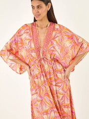 Roman Pink Floral Boho Maxi Dress - Image 4 of 5
