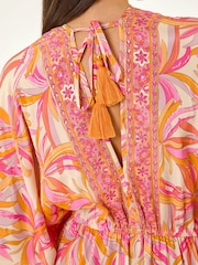 Roman Pink Floral Boho Maxi Dress - Image 5 of 5