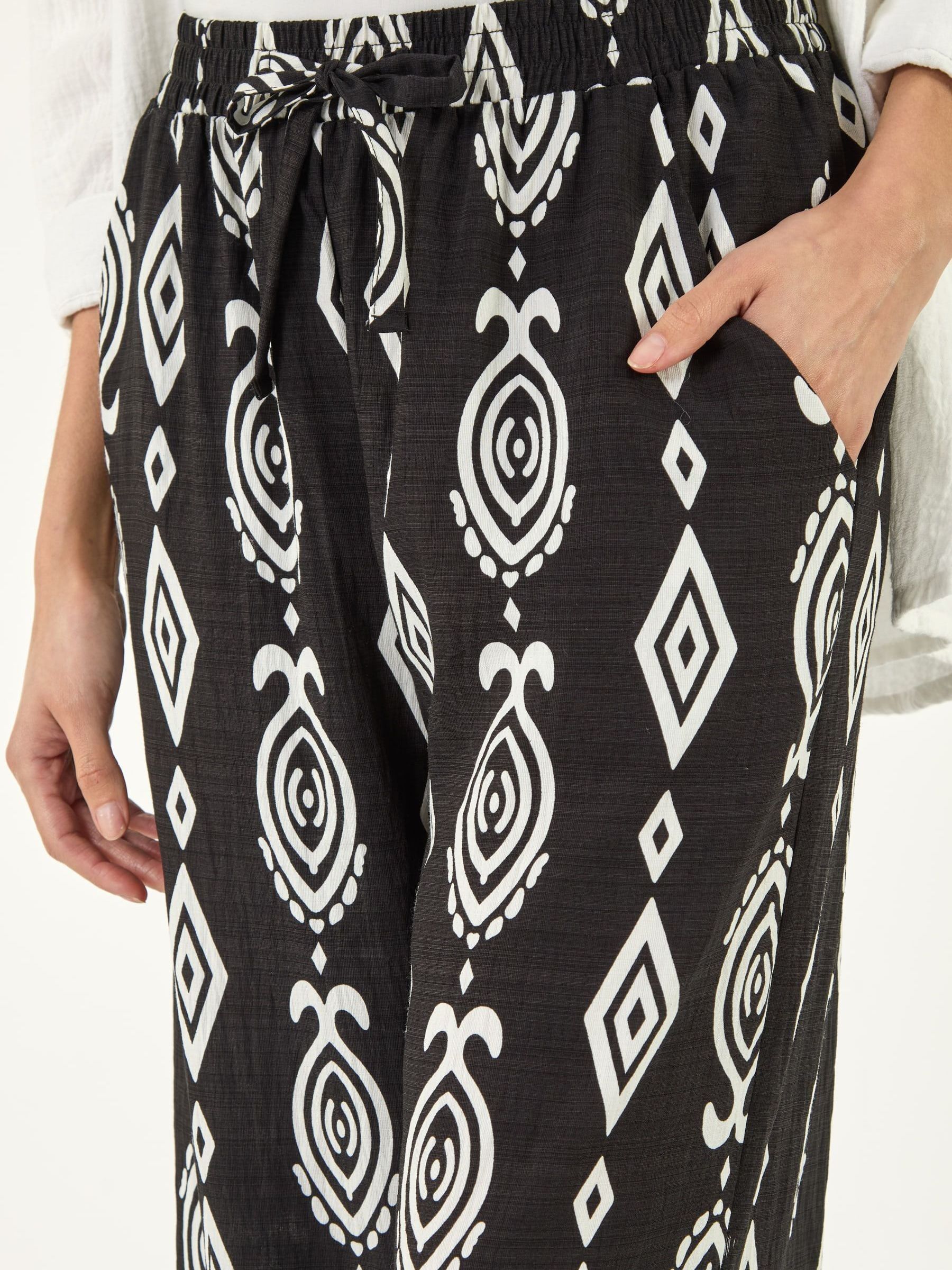 Buy Roman Black Aztec Border Print Wide Leg Trousers from Next USA