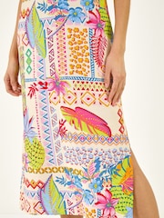 Roman White Pineapple Print Strappy Midi Dress - Image 5 of 5