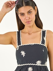 Roman Black Leaf Print Ric Rac Midi Dress - Image 5 of 5