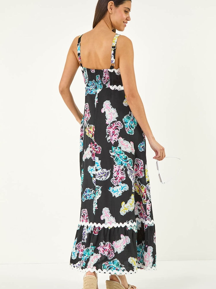 Roman Feather Print Ric Rac Maxi Dress - Imagen 2 de 5