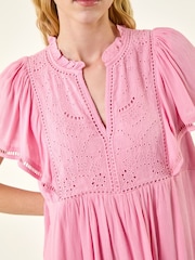 Roman Pink Embroidered V-Neck Dress - Image 5 of 5