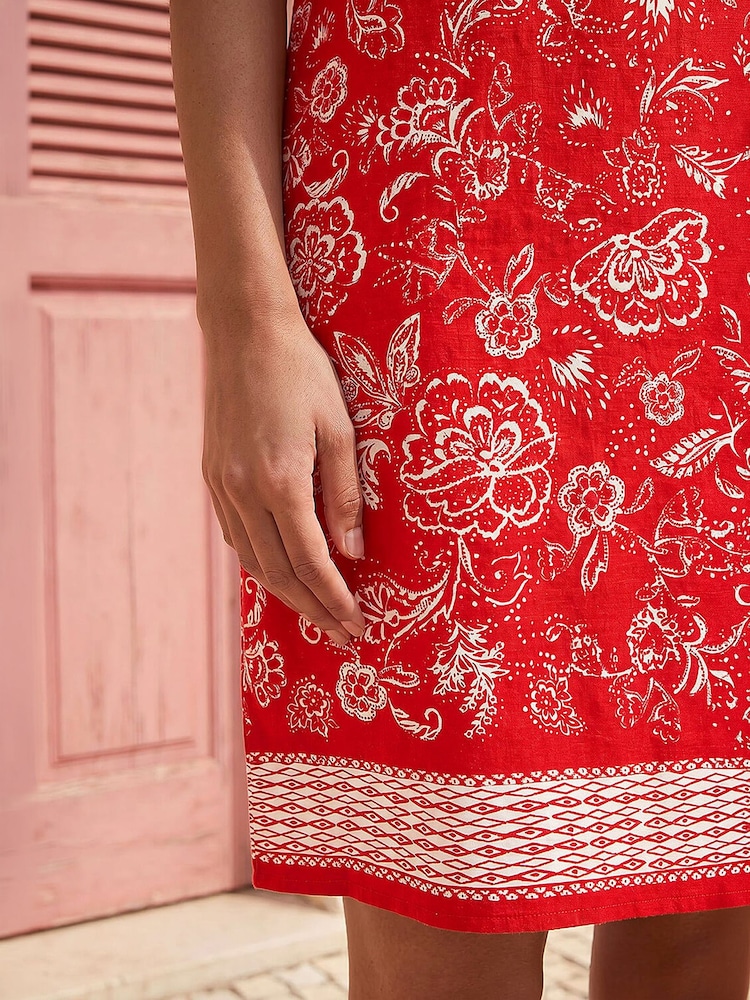 Roman Red Paisley Print Linen Shift Dress - Image 5 of 5 Roman Red Paisley Print Linen Shift Dress - Image 5 of 5