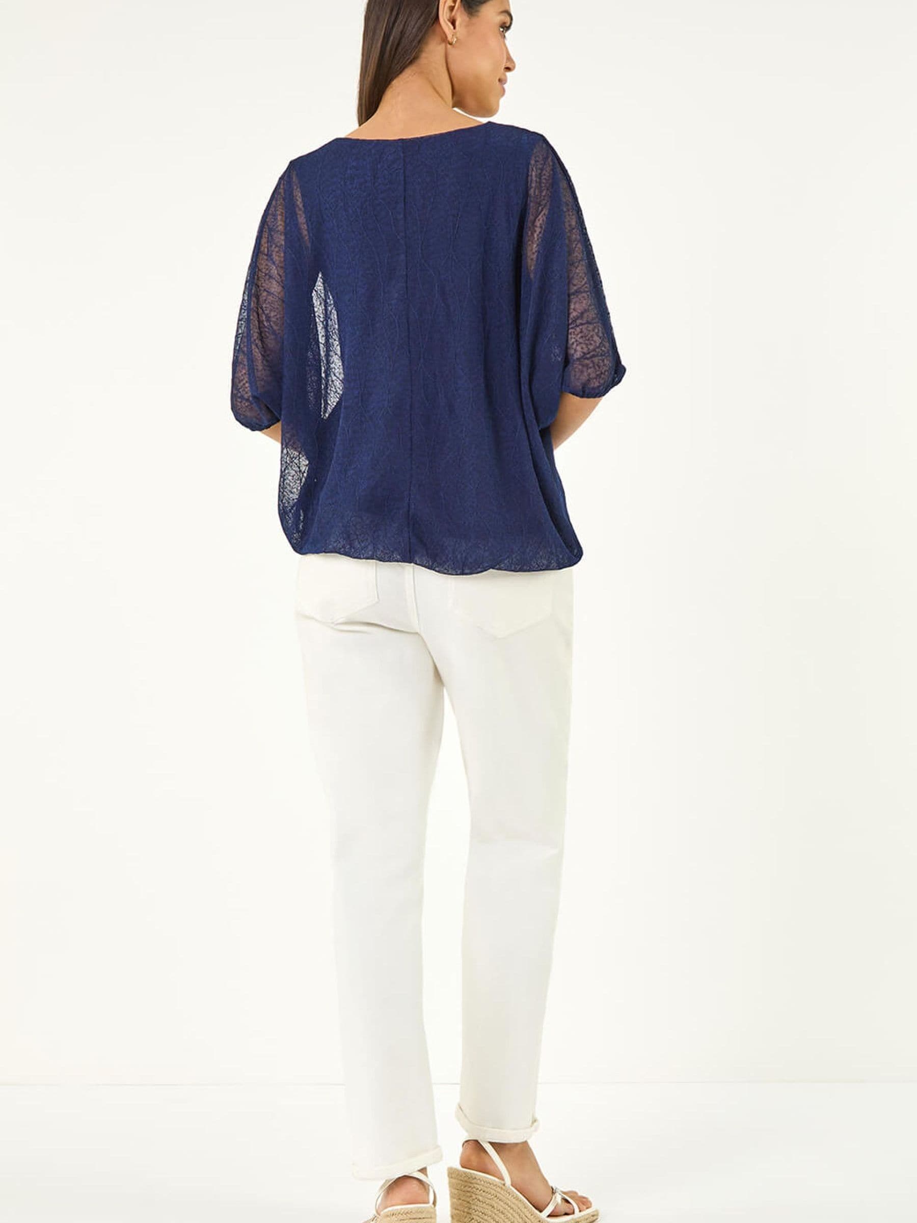 Buy Roman Blue Mesh Bubble Hem Top from the Next UK online shop