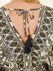 Roman Cream/Black Floral Border Boho Maxi Dress - Image 5 of 5