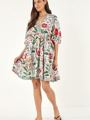 Roman Grey Floral Tiered Boho Dress - Image 2 of 5