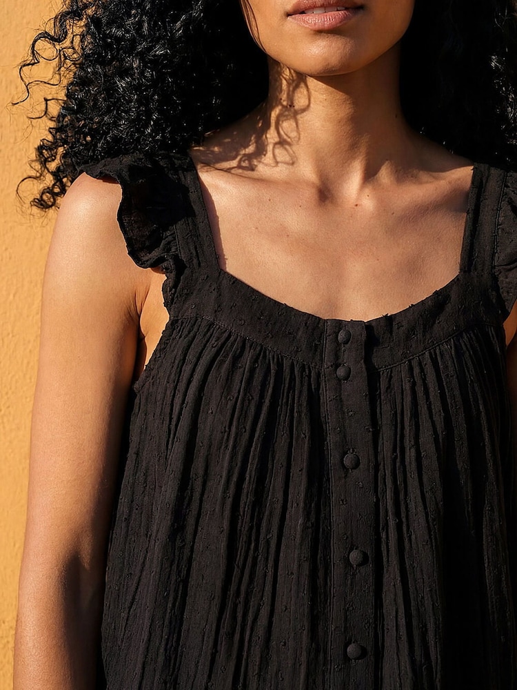 Roman Black Textured Frill Sleeve Cami Top - Image 4 of 4