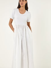 Roman White Floral Print Pocket Midi Dress - Image 1 of 5