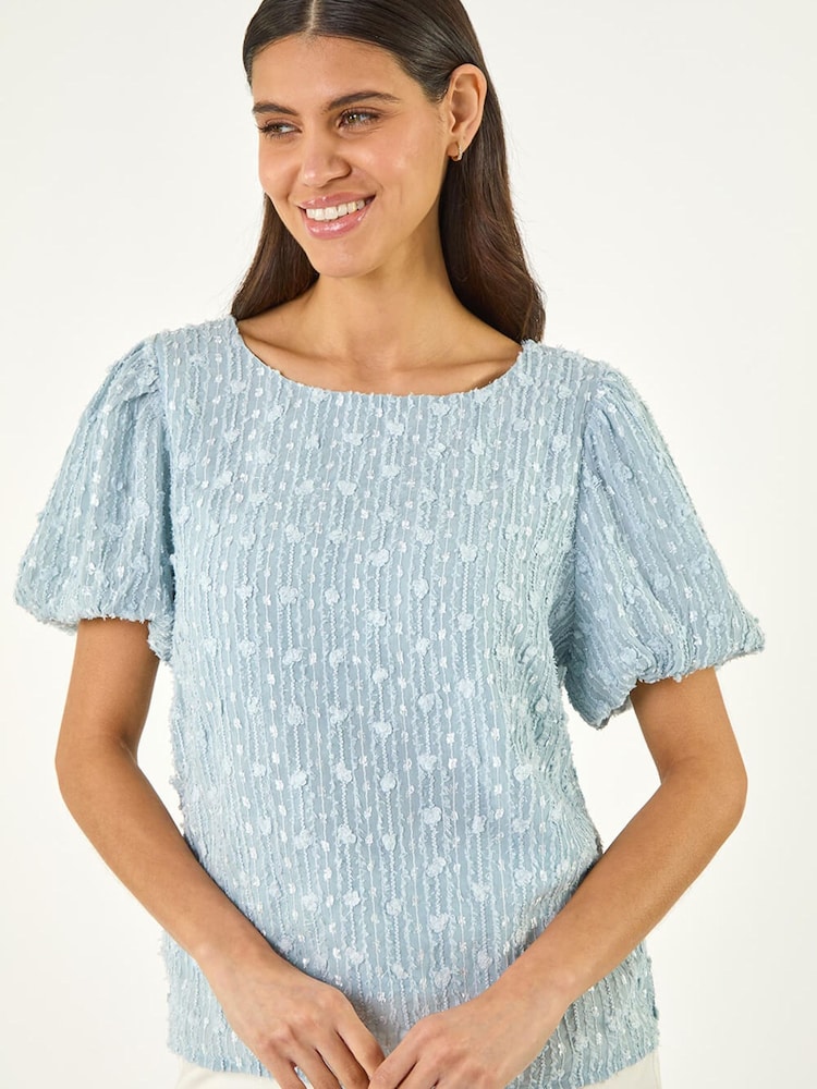 Roman Blue Textured Stitch Top - Image 2 of 5