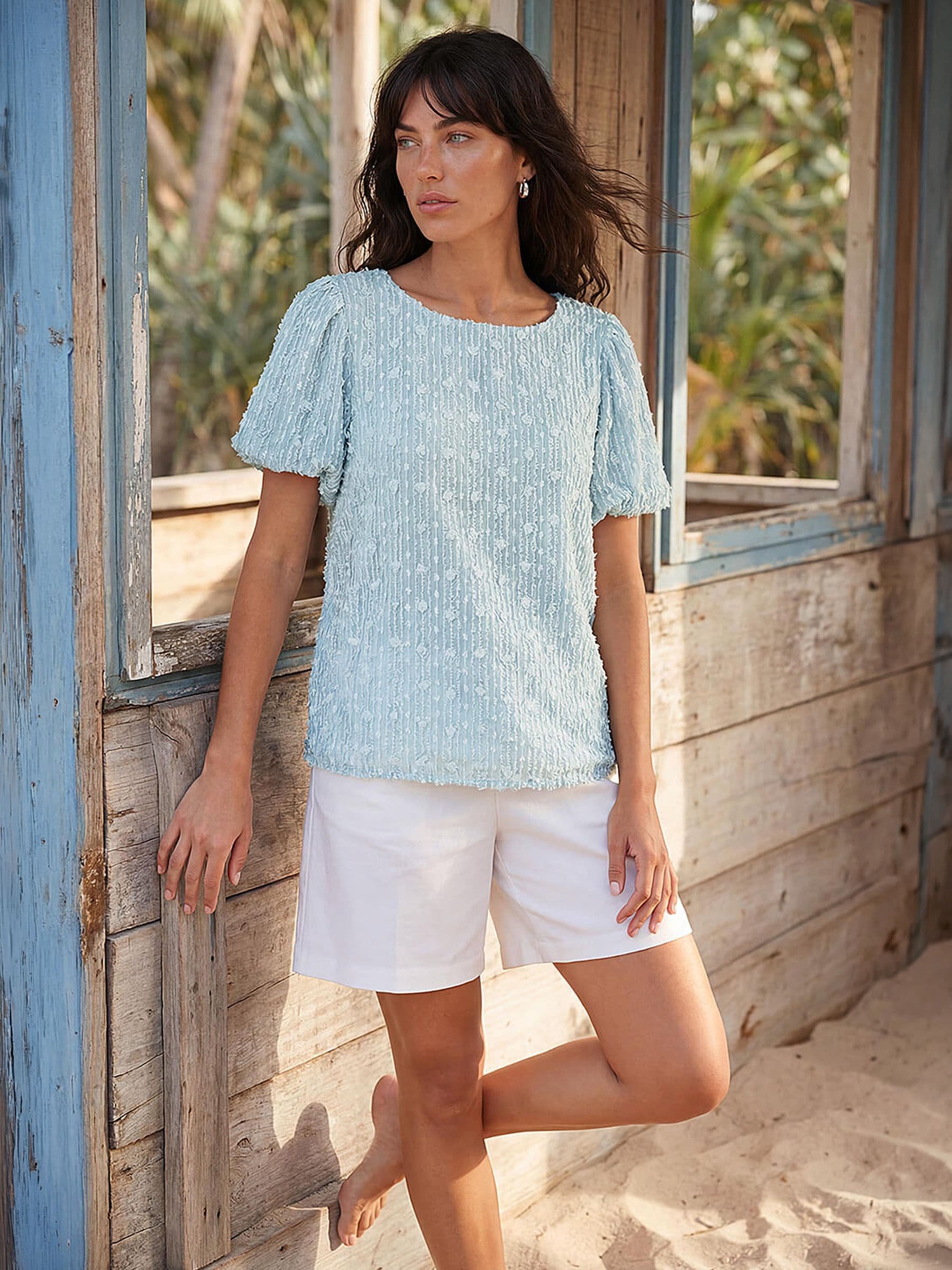 Buy Roman Blue Textured Stitch Top from Next USA