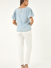 Roman Blue Textured Stitch Top - Image 3 of 5