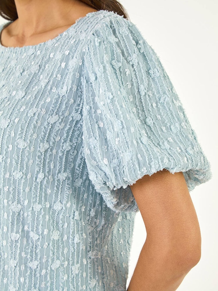 Roman Blue Textured Stitch Top - Image 5 of 5