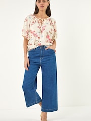 Roman White Floral Print Tie Front Top - Image 2 of 5