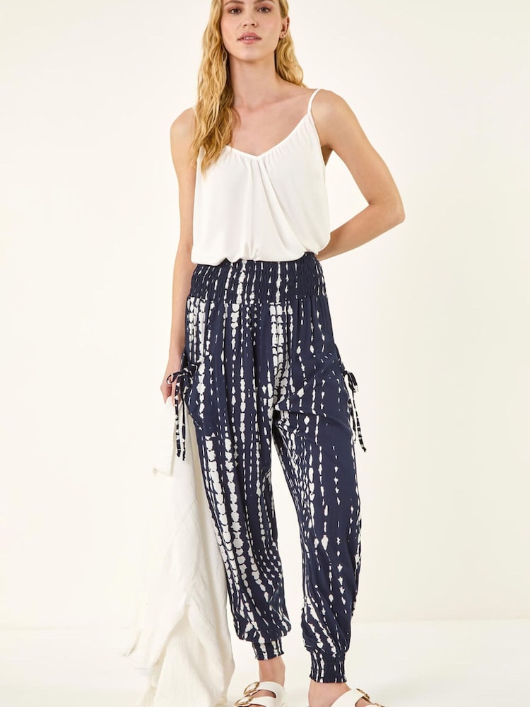 Roman Blue Tie Dye Print Hareem Joggers - Image 2 of 5