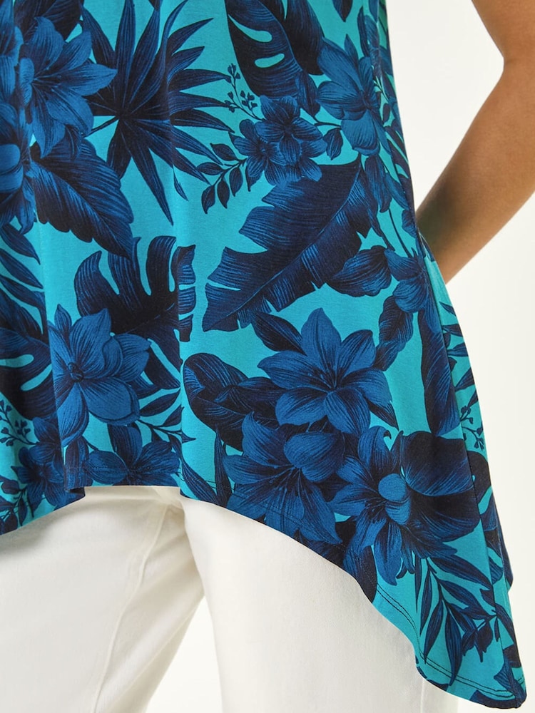 Roman Blue Floral Print Tunic - Image 5 of 5