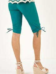 Roman Green Tie Side Stretch Cropped Trousers - Image 3 of 5