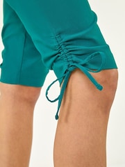 Roman Green Tie Side Stretch Cropped Trousers - Image 5 of 5