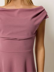 Star by Julien MacDonald Purple Off Shoulder Fit & Flare Dress - Image 4 of 5