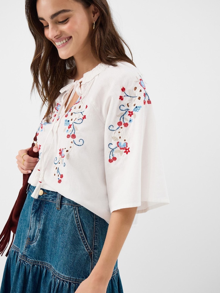 Accessorize White Floral Embroidered Blouse - Image 1 of 4