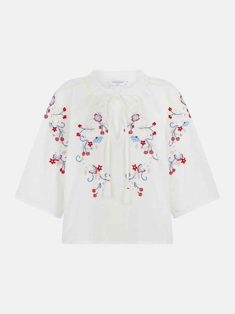 Accessorize White Floral Embroidered Blouse - Image 4 of 4