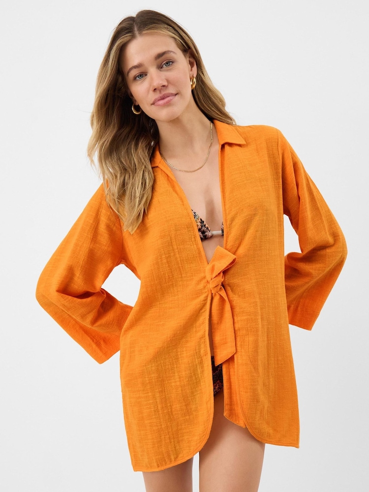 Accessorize Tie Beach Cover Up Shirt - Imagen 1 de 4