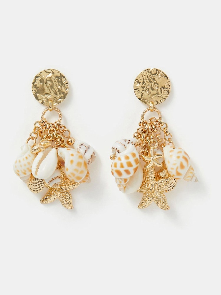 Accessorize Gold Tone Shell Charm Drop Earrings - Image 1 of 2 Accessorize Gold Tone Shell Charm Drop Earrings - Image 1 of 2