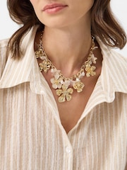 Accessorize Cream Statement Pearl Flower Necklace - Image 2 of 2