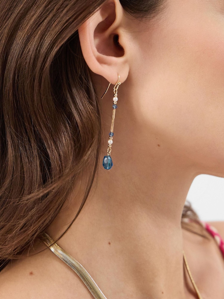 Accessorize Blue Delicate Stone Drop Earrings 3 Pack - Image 2 of 2