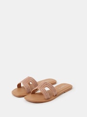 Accessorize Gold Diamanté Cut Out Slip On Sandals - Image 1 of 2