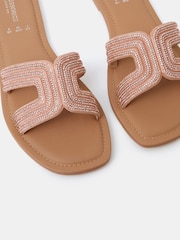 Accessorize Gold Diamanté Cut Out Slip On Sandals - Image 2 of 2