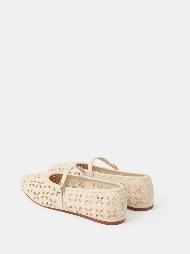 Accessorize Cream Cut Out Mary Jane Ballet Flats - Image 2 of 2