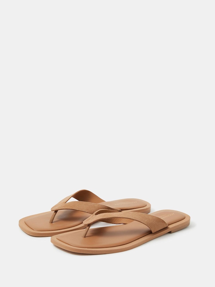 Accessorize Brown Suede Toe Thong Sandals - Image 2 of 3