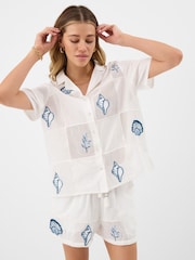 Accessorize Cream Shell Embroidered Patchwork Shirt - Image 1 of 4