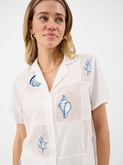 Accessorize Cream Shell Embroidered Patchwork Shirt - Image 3 of 4