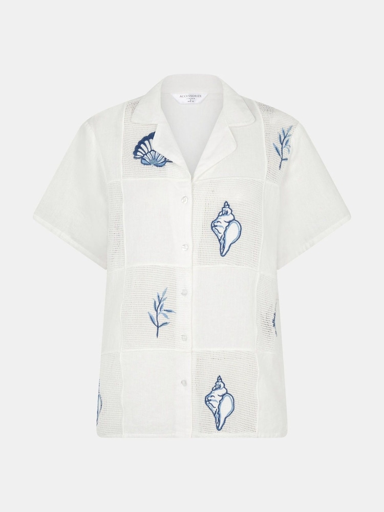 Accessorize Cream Shell Embroidered Patchwork Shirt - Image 4 of 4 Accessorize Cream Shell Embroidered Patchwork Shirt - Image 4 of 4
