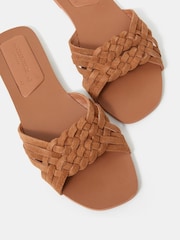 Accessorize Brown Woven Leather Slide Sandals - Image 2 of 2