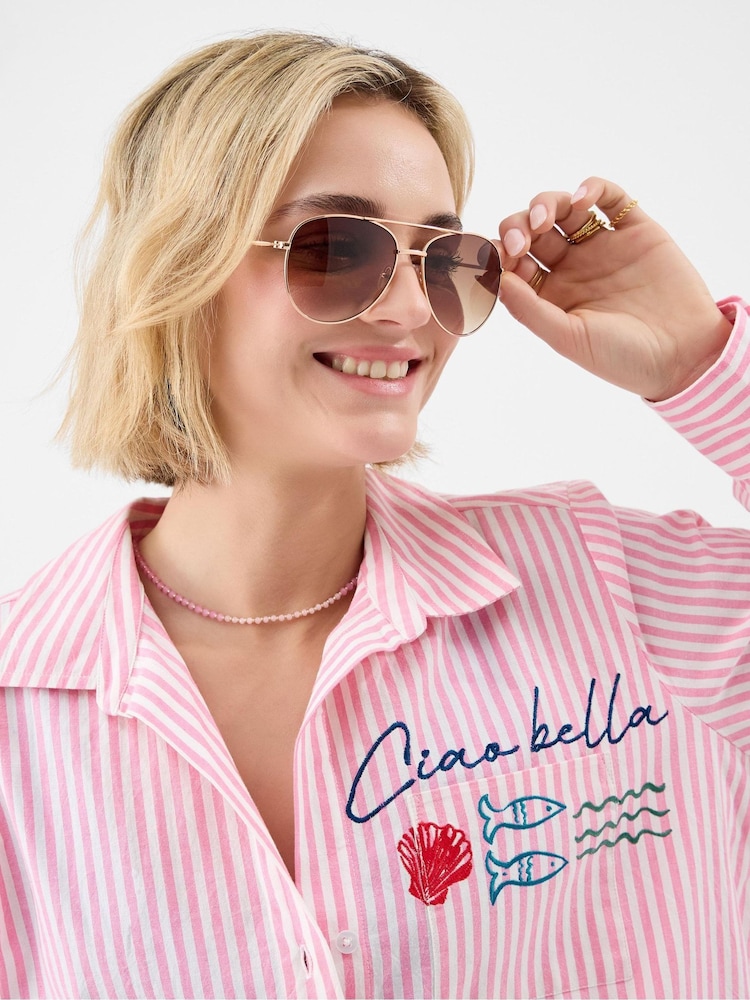 Accessorize Gold Metal Aviator Sunglasses - Image 2 of 2